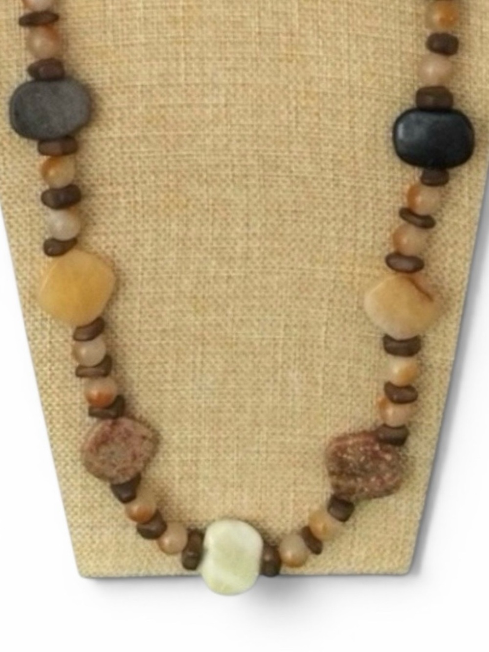 Artisan Mixed‑Stone Necklace with Fire Quartz & Serpentine – 31” - Picture 10 of 15